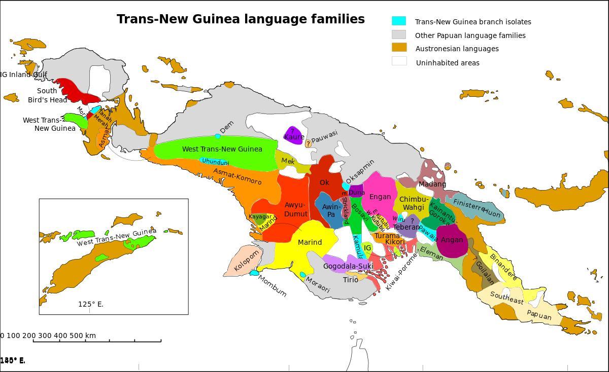 žemėlapis papua naujoji gvinėja kalba