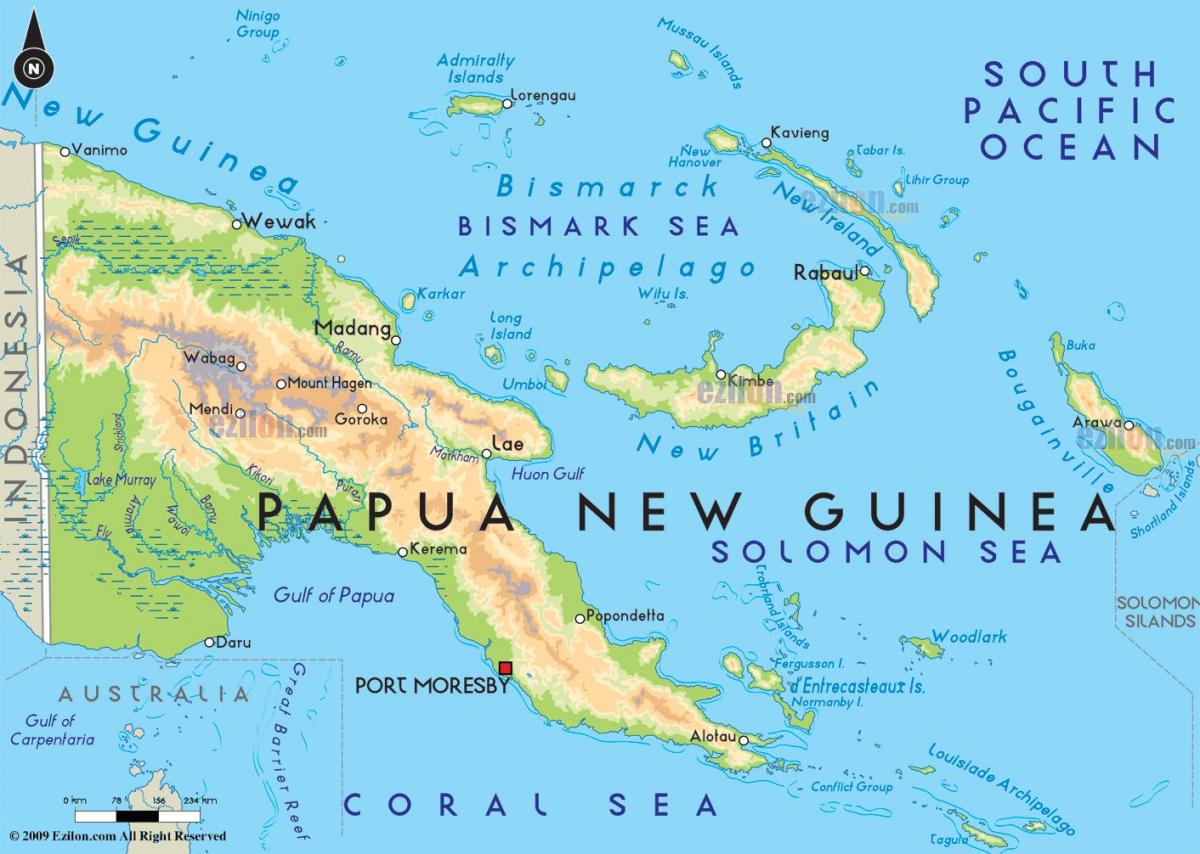 žemėlapis port papua naujoji gvinėja